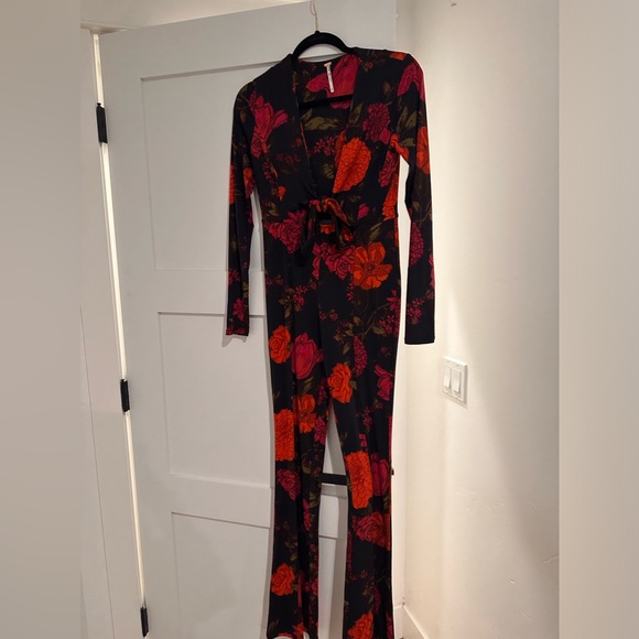 Red, pink, and black floral Free People Jumpsuit. XS - Picture 4 of 4